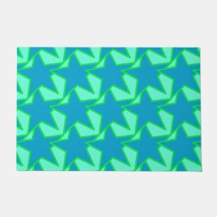 Modernes geometrisches Muster, Jade Green und Blau Fußmatte