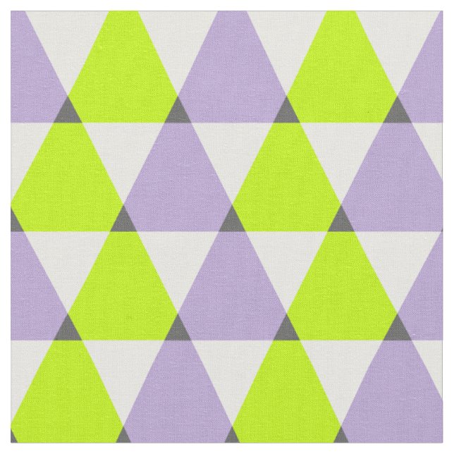 Modernes geometrisches Muster Lila grüner Dreiecke Stoff (Nahaufnahme)
