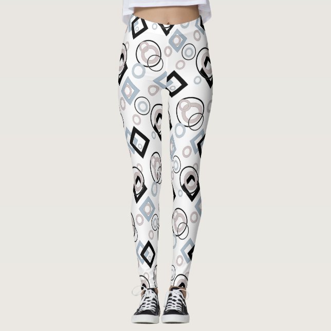 Modernes geometrisches Muster mehrfarbig Leggings (Vorderseite)
