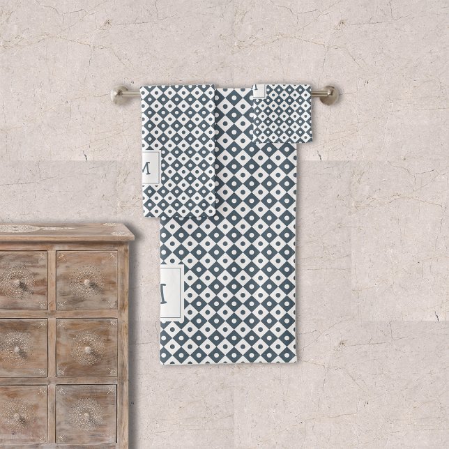 Modernes geometrisches Muster Mit Monogramm | Slat Badhandtuch Set (Von Creator hochgeladen)