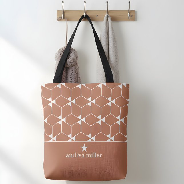 Modernes geometrisches Muster mit Stern Monogram (personalized tote bag with geometric pattern)