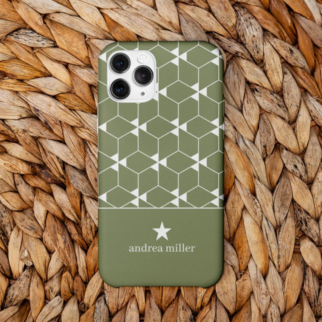 Modernes geometrisches Muster mit Stern Monogram Case-Mate iPhone Hülle (Von Creator hochgeladen)
