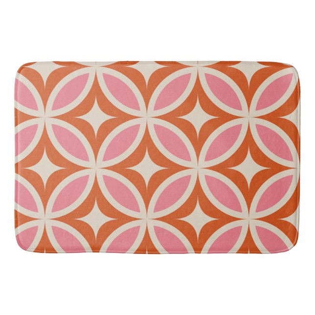 Modernes geometrisches Muster rosa orange Badematte (Vorderseite)