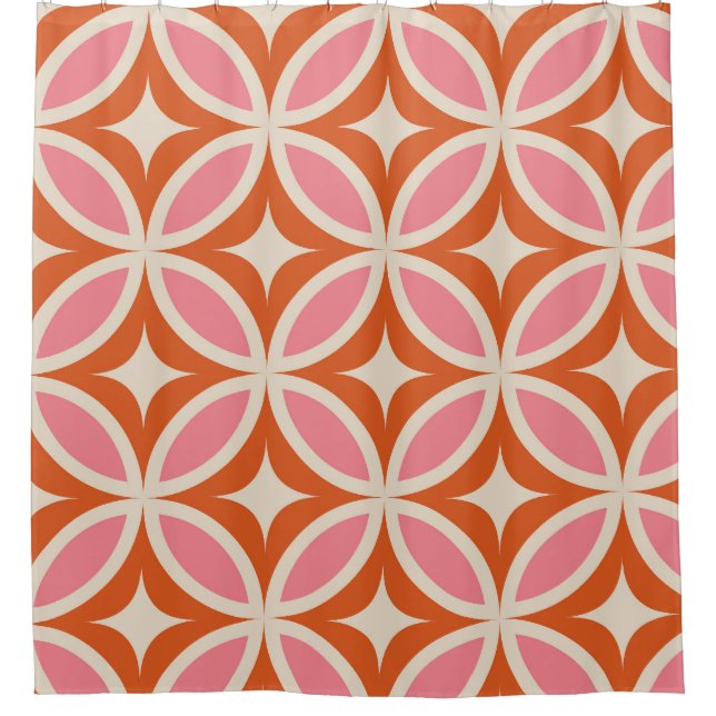 Modernes geometrisches Muster rosa orange Duschvorhang (Vorderseite)