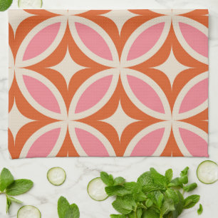 Modernes geometrisches Muster rosa orange Geschirrtuch