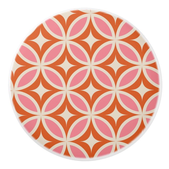 Modernes geometrisches Muster rosa orange Keramikknauf (Vorderseite)