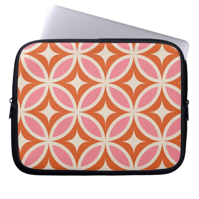 Modernes geometrisches Muster rosa orange Laptopschutzhülle (Vorderseite)