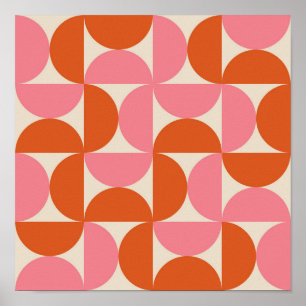 Modernes geometrisches Muster rosa orange Poster