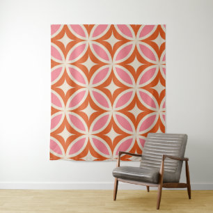Modernes geometrisches Muster, rosa orange Wandteppich