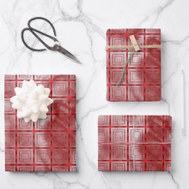 Modernes geometrisches Muster und Burgunder-Marmor Geschenkpapier Set