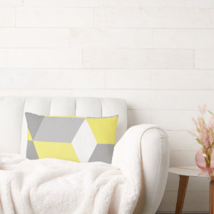 Modernes geometrisches Muster von MCM Gelb und Gra Lendenkissen
