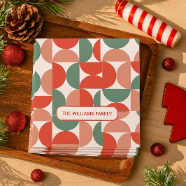 Modernes geometrisches Muster von Rot und Grün Serviette