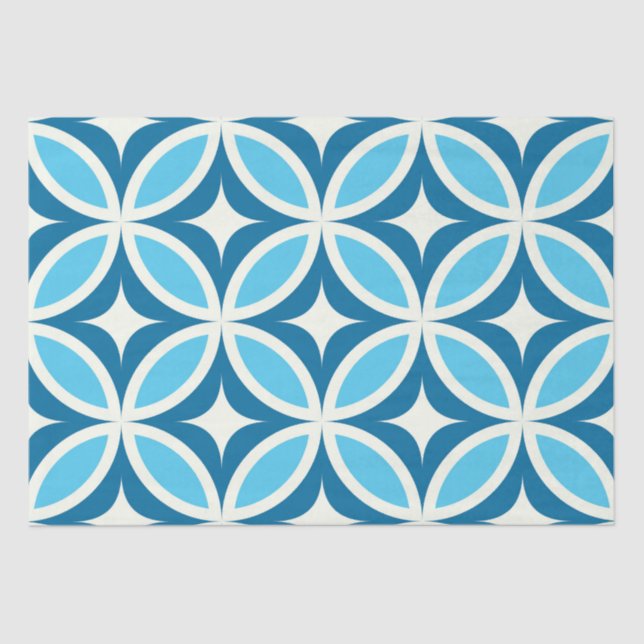 Modernes geometrisches Navy Blue aus dem Mittelalt Seidenpapier (Vorderseite)