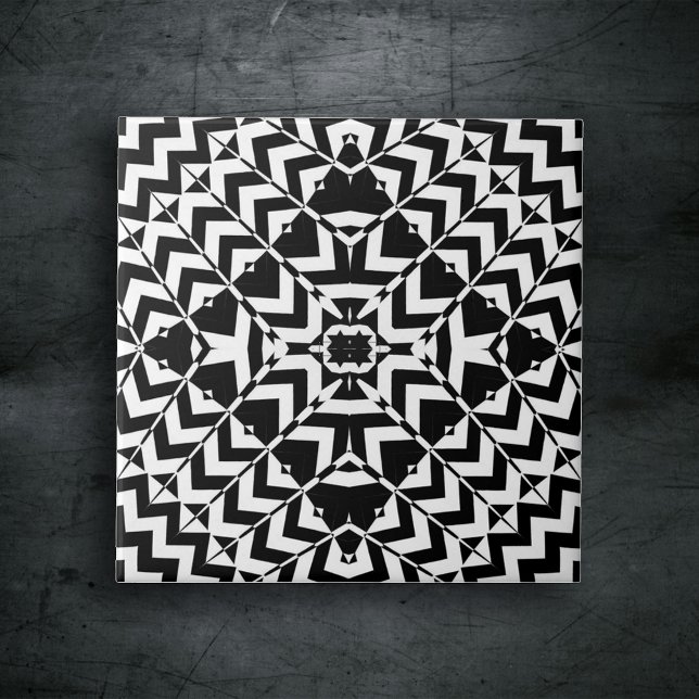 Modernes geometrisches Op Art Schwarz-Weiß Muster Fliese (Von Creator hochgeladen)