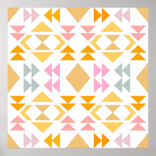 Modernes geometrisches Quiltdesign in Gelb Poster