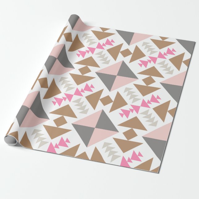 Modernes geometrisches Quiltdesign in Rosa und Kup Geschenkpapier (Ungerollt)