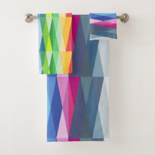 Modernes geometrisches Regenbogenmuster Badhandtuch Set