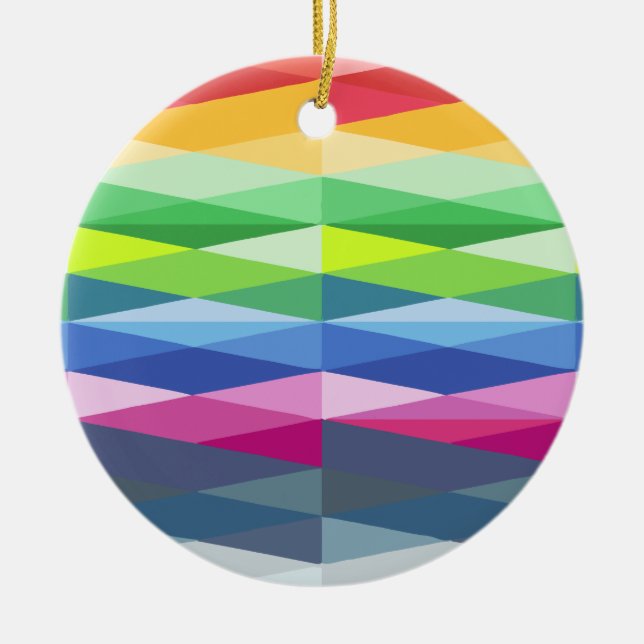 Modernes geometrisches Regenbogenmuster Keramik Ornament (Vorne)