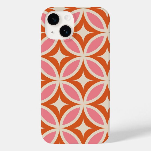 Modernes geometrisches rosa Orangenmuster Mitte de Case-Mate iPhone Hülle (Rückseite)