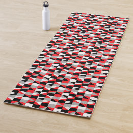 Modernes geometrisches rotes graues Muster Yogamatte