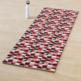 Modernes geometrisches rotes graues Muster Yogamatte