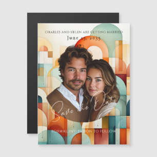 Modernes geometrisches Save the Date, Foto Magnet