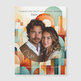 Modernes geometrisches Save the Date, Foto Magnet