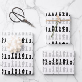 Modernes geometrisches Schachspiel-Muster Geschenkpapier Set