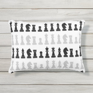Modernes geometrisches Schachstück Schwarz-weißes  Kissen Für Draußen