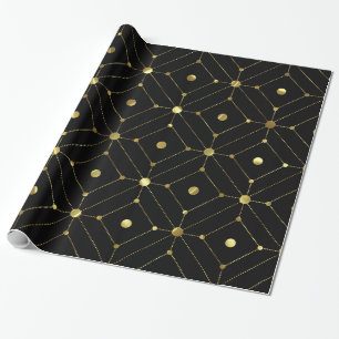 Modernes geometrisches Schwarz-Gold-Muster Geschenkpapier