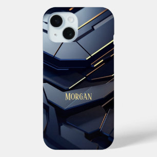 Modernes geometrisches Schwarz & Grau Design, Gold Case-Mate iPhone Hülle