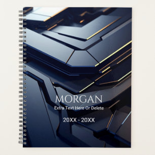 Modernes Geometrisches Schwarz & Grau Design, Name Planer