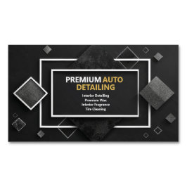 Modernes geometrisches Schwarz & Silber Magnetische Visitenkarte