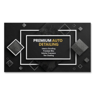 Modernes geometrisches Schwarz & Silber Magnetische Visitenkarte