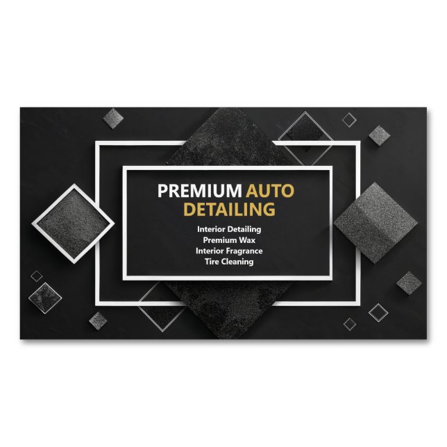 Modernes geometrisches Schwarz & Silber Magnetische Visitenkarte (Vorderseite)