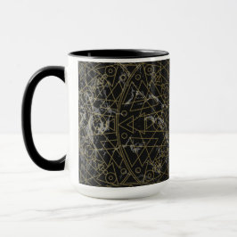 Modernes geometrisches Schwarz und Gold Mandala Tasse