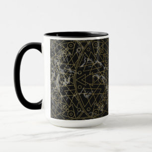 Modernes geometrisches Schwarz und Gold Mandala Tasse
