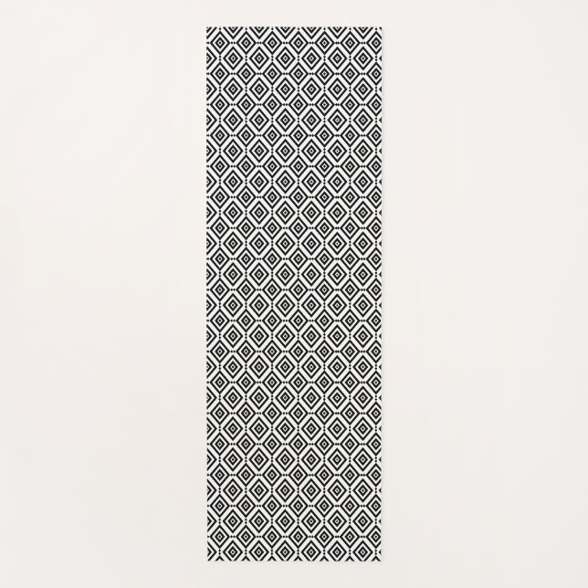 Modernes geometrisches Schwarz und Weiß Yogamatte (Vorderseite)