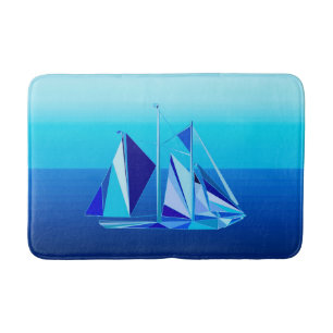 Modernes geometrisches Segelboot / Yacht, Cobalt B Badematte