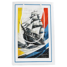 Modernes geometrisches Segelschiff Mittlere Geschenktüte