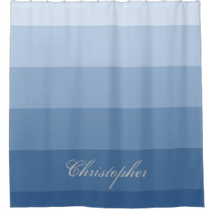 Modernes geometrisches Steigungs-Blau mit Duschvorhang