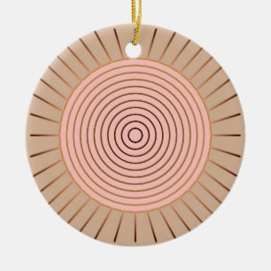 Modernes geometrisches Sunburst - Peach and Tan Keramikornament