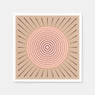Modernes geometrisches Sunburst - Peach and Tan Serviette