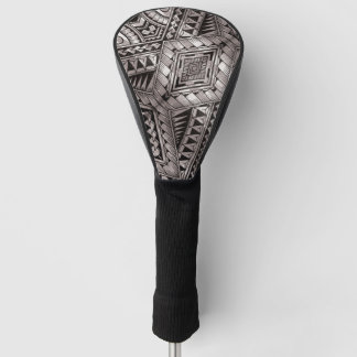 Modernes, geometrisches Tribal-Muster aus Schwarz  Golf Headcover