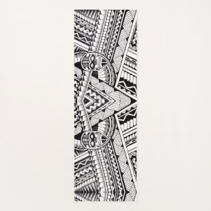 Modernes, geometrisches Tribal-Muster aus Schwarz Yogamatte