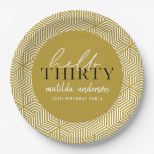 Modernes geometrisches und skritisches 30. Party Pappteller