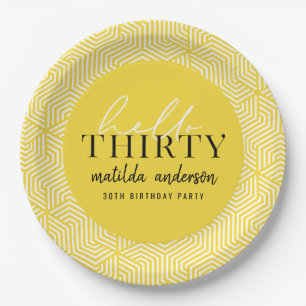 Modernes geometrisches und skritisches 30. Party Pappteller