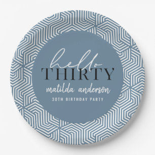 Modernes geometrisches und skritisches 30. Party Pappteller