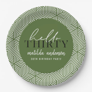 Modernes geometrisches und skritisches 30. Party Pappteller