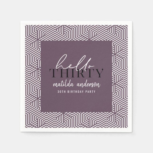 Modernes geometrisches und skritisches 30. Party Serviette (Vorderseite)